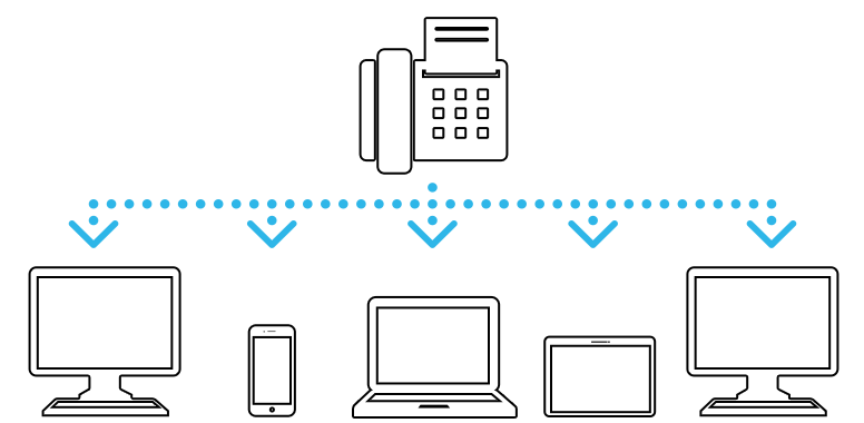 最大5か所で同じFAXの受信が可能