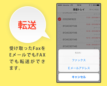 転送、受け取ったFAXをメールやFAXに転送